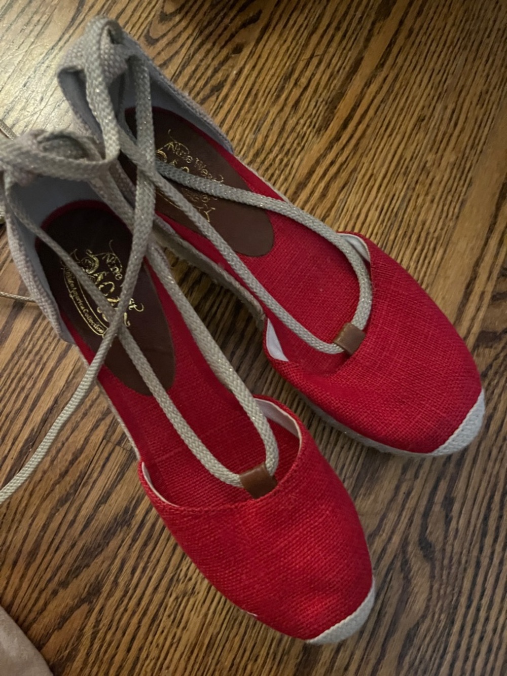Nine West Red Espadrille Wedges with Tie Ankle